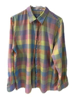 Foxcroft Multicolor Pastel Gingham Button-Front Blouse